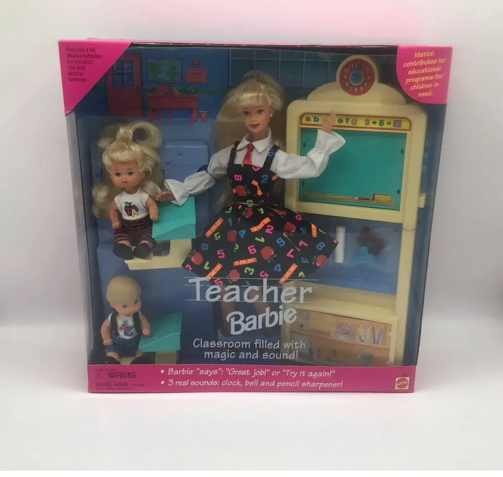Teacher Barbie Doll Set 1995 Mattel 13914 Classroom Magic Sound NIB New